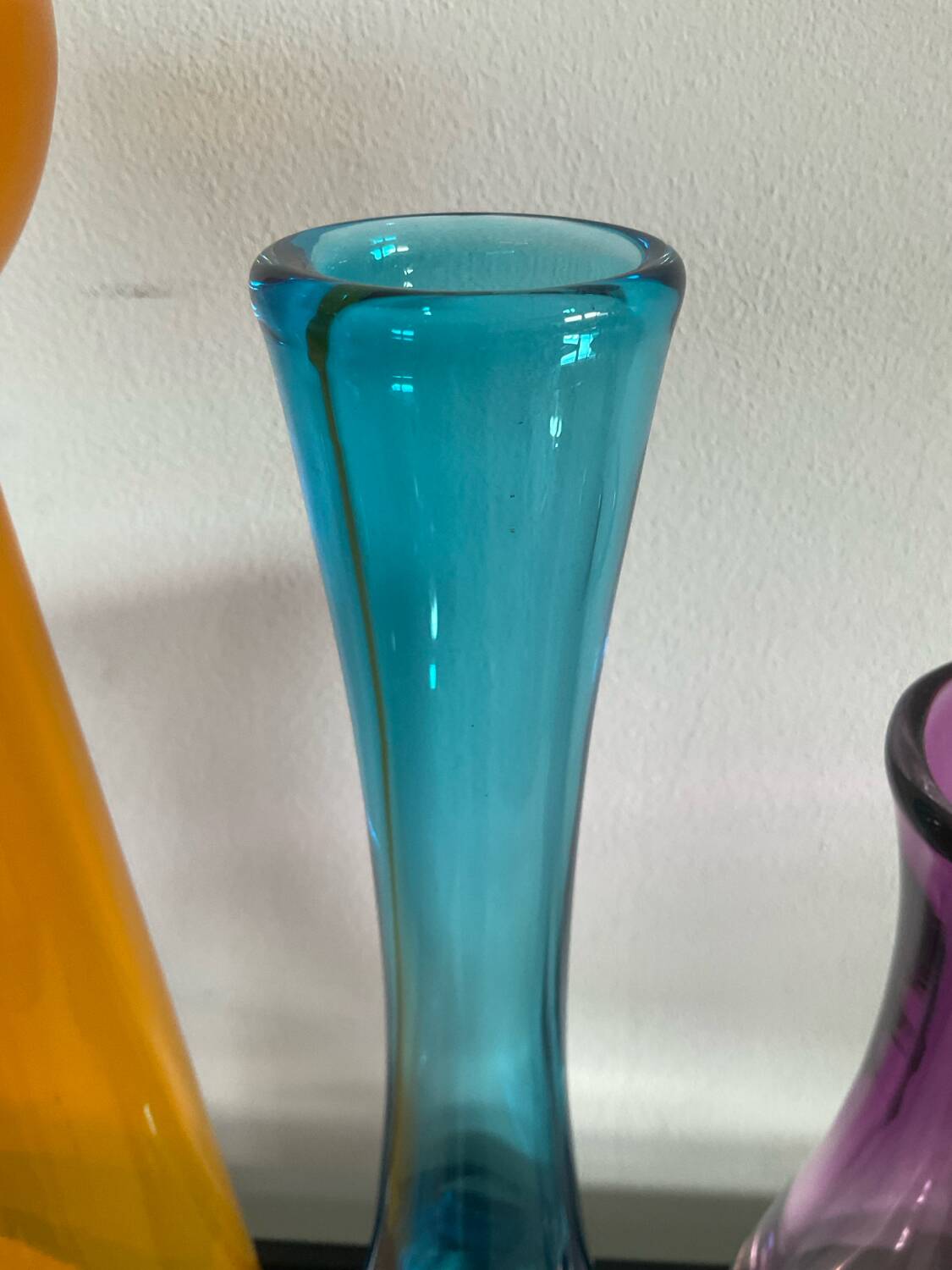 Set of 3 vintage glass paste vases
