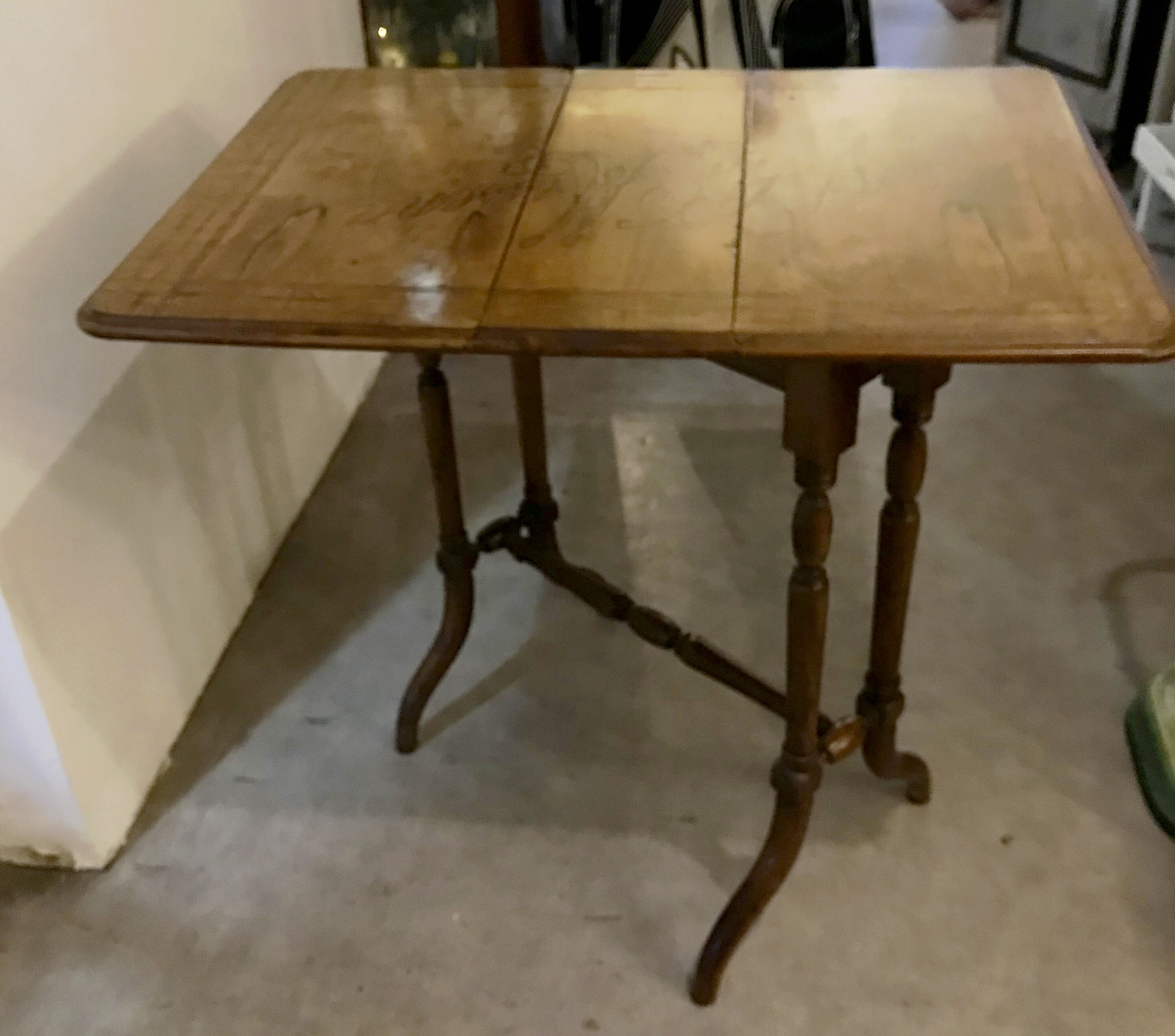 Napoleon iii walnut shutter table with marquetry villa massena nineteenth era