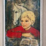 Painting, portrait of a child signed Nadi Ken