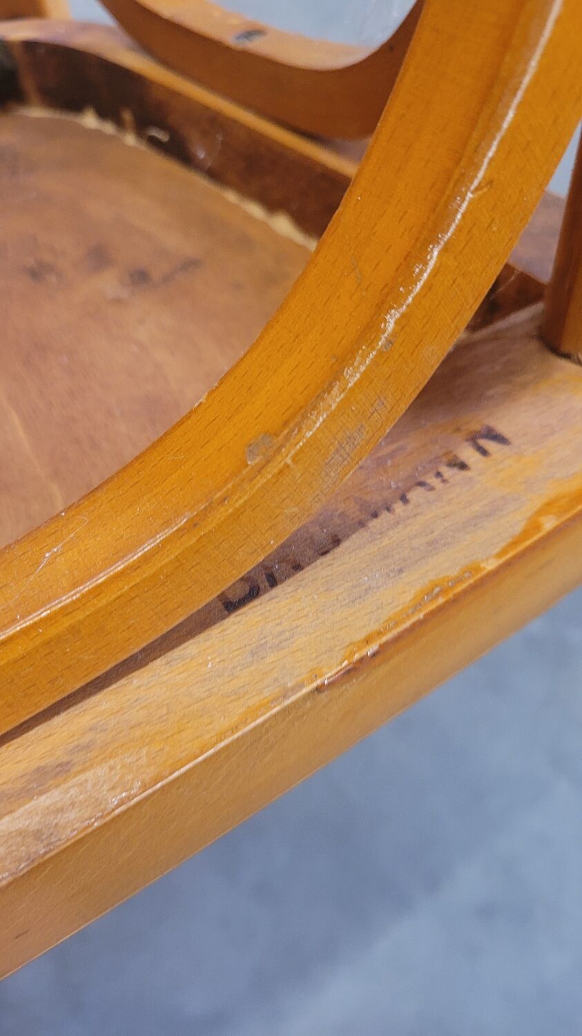 Series of 4 bistro chairs signed Baumann 1950 vintage