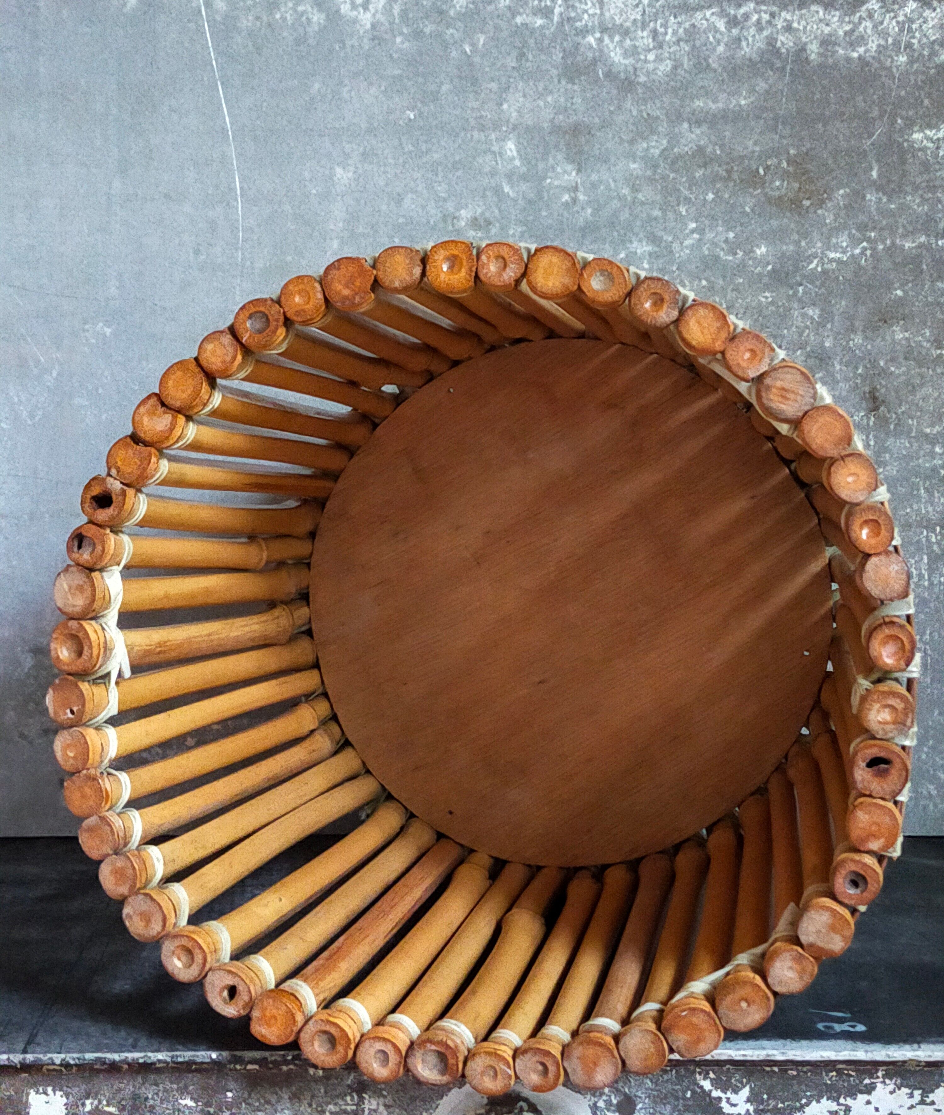 Pot cover basket Art-popular bamboo and scoubidou 50s