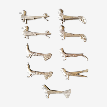 Set of 9 art deco animal knife holders
