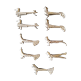 Set of 9 art deco animal knife holders