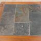 Table basse en orme et ardoise circa 1980