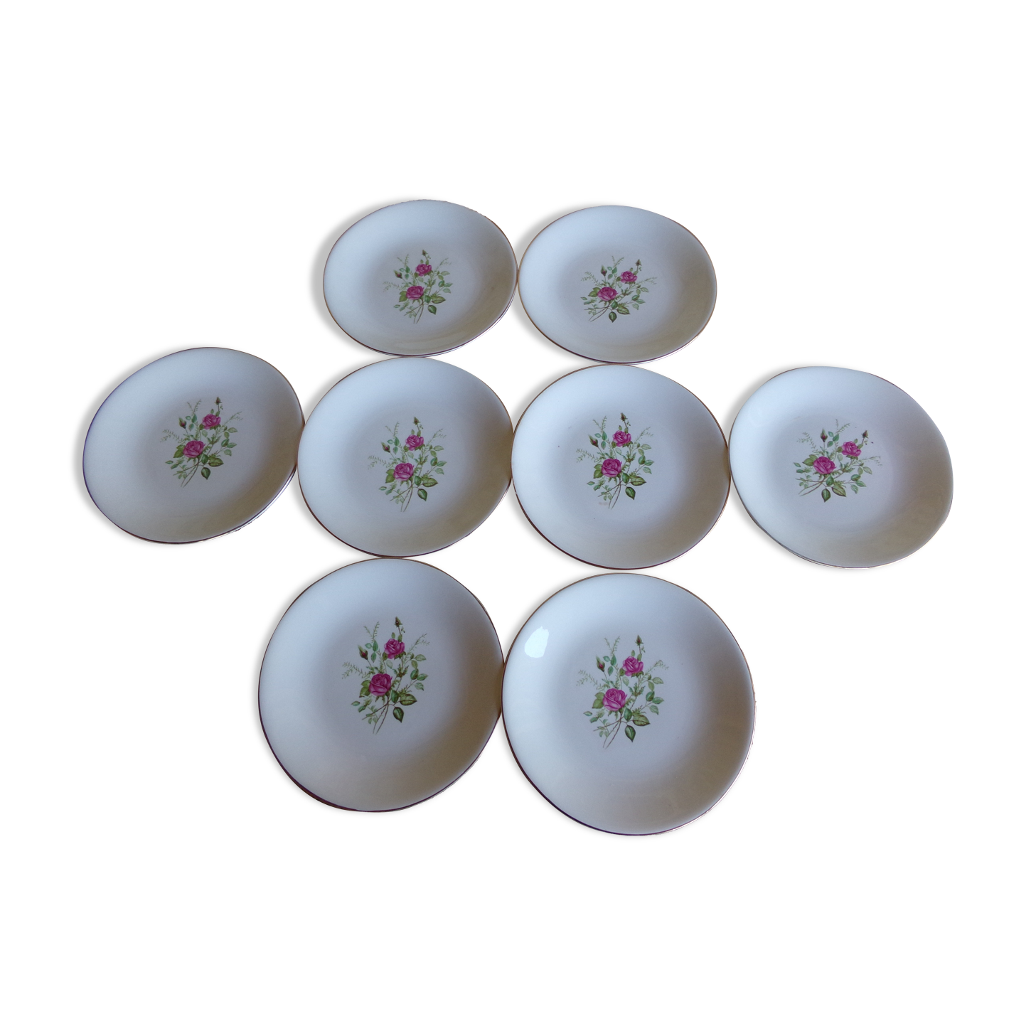 8 flat plates Gien model "Pompadour"