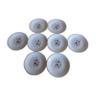 8 assiettes plates Gien modèle "Pompadour"