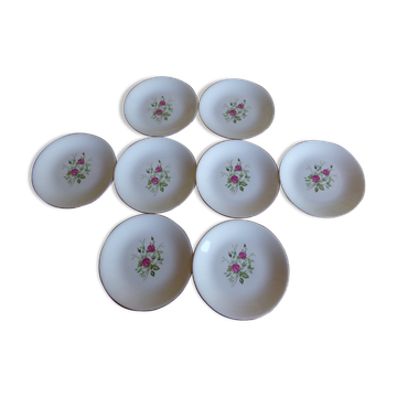 8 flat plates Gien model "Pompadour"