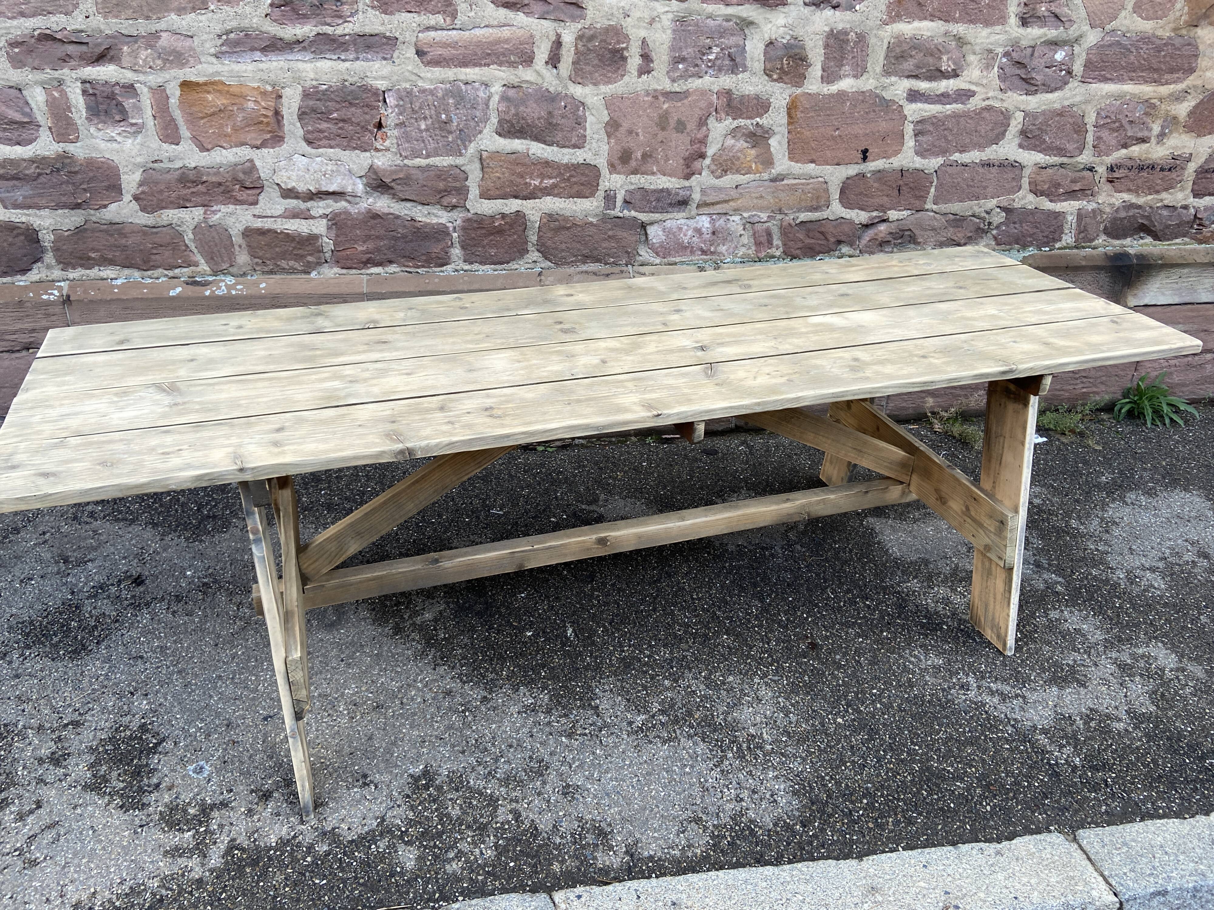 Large country farm table 240 cm in raw natural wood brewery fir
