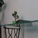 Tempered glass tray console on sewing machine stand