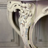 Console de style Louis XV patine beige, marbre de Carrare vers 1880