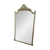 Very large Louis XVI style mirror in wood and gilded stucco with gold leaf