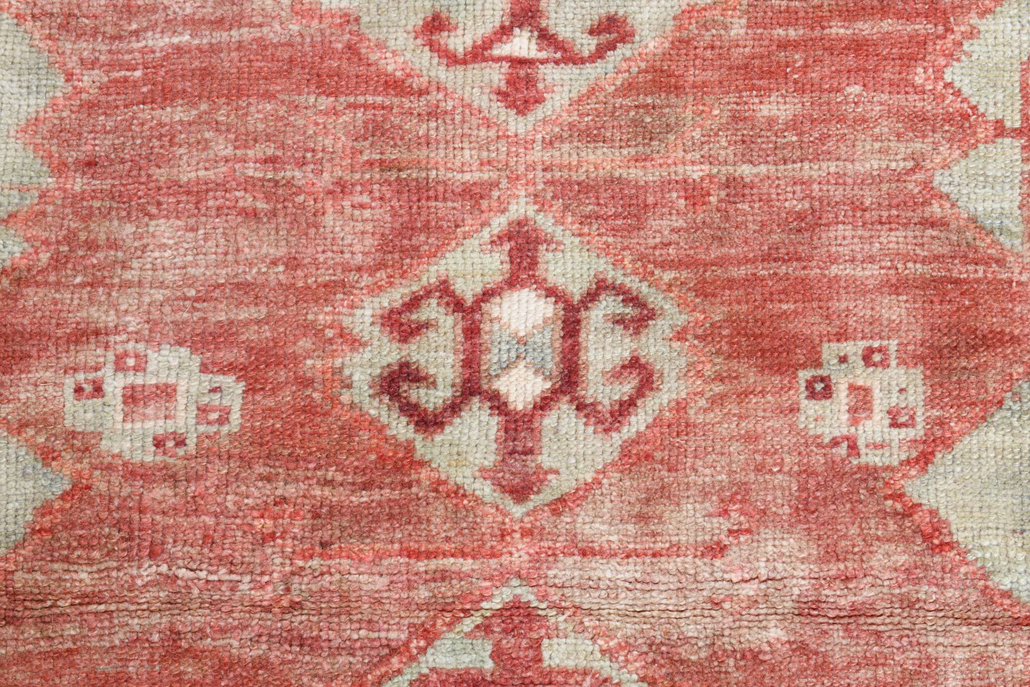 3x9 Red & Beige Geometric Pattern Persian Runner Rug, 80x280Cm