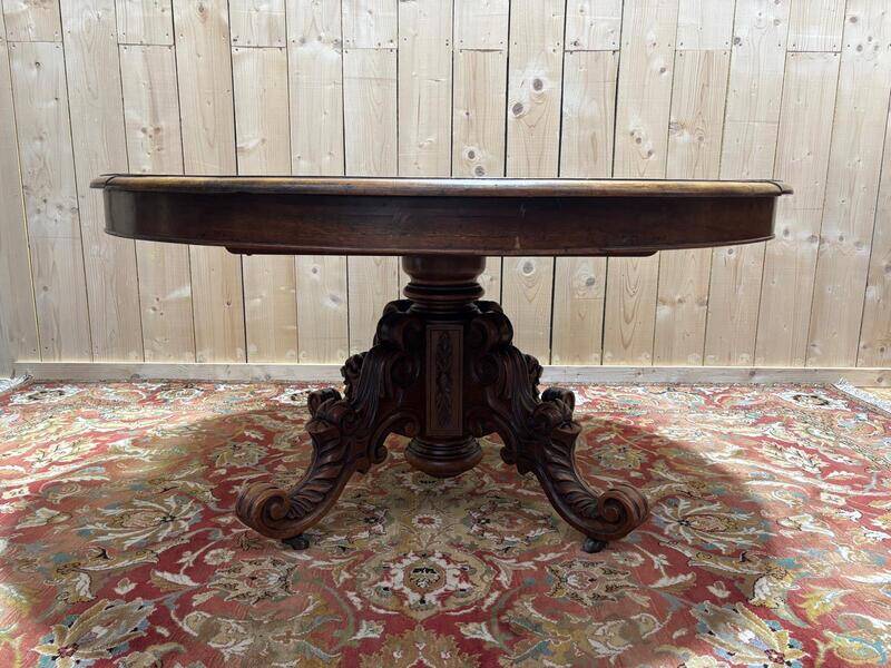 Table à manger ovale à pied centrale époque Napoléon III