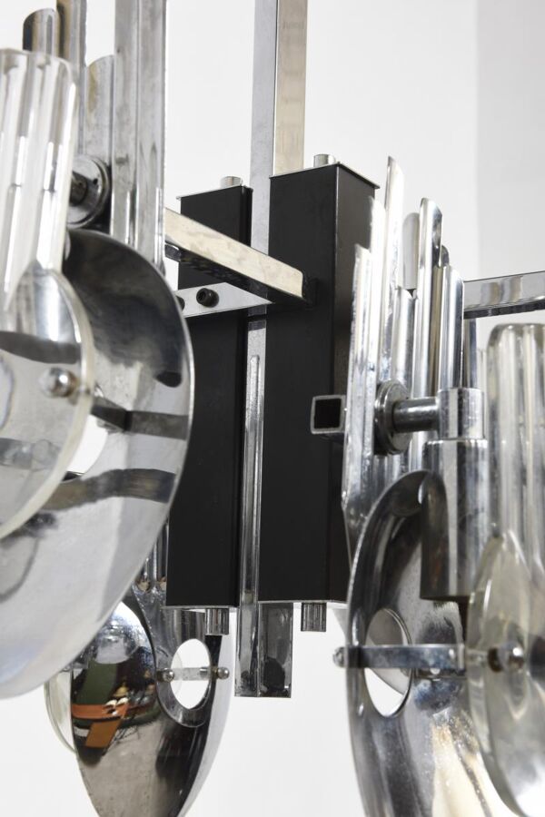 Chandelier in chrome by Oscar Torlasco Italy 1960 s