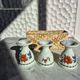 Vintage porcelain egg cup trio from Paris – Poppy & basket decor