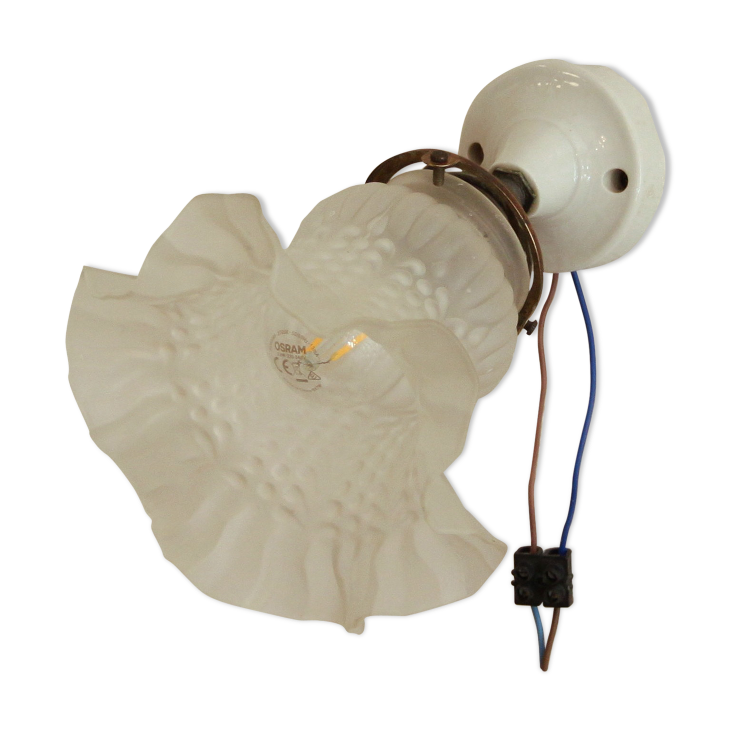 Old wall mural support porcelain tulip glass