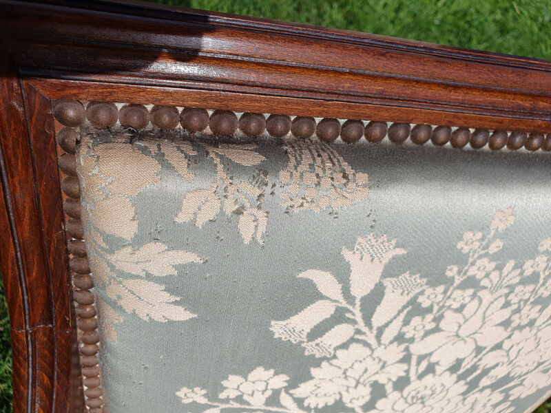 Directoire armchair in light blue satin fabric