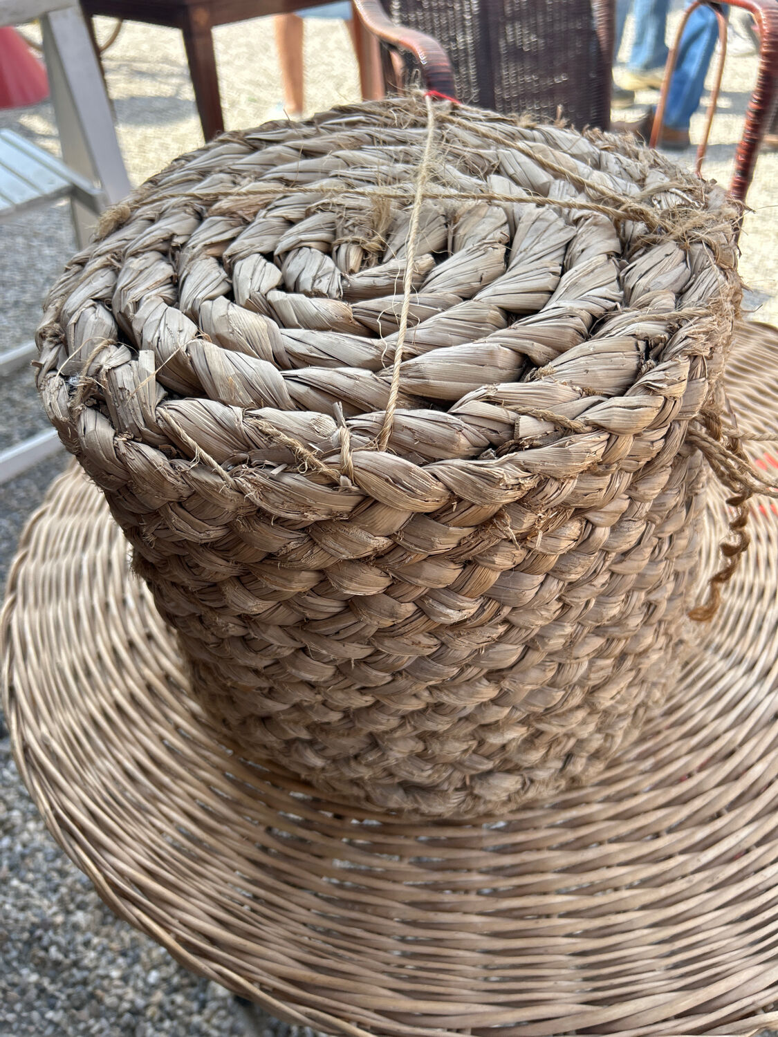 70s pouf in braided rush.