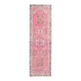 1970s Vintage Turkish Hand-Knotted Wool Cotton Pink Runner Rug 95x320