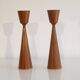 Pair of Scandinavian candle holders in teak 1960