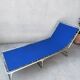 Camp bed - folding sunbed aluminum and vintage cotton