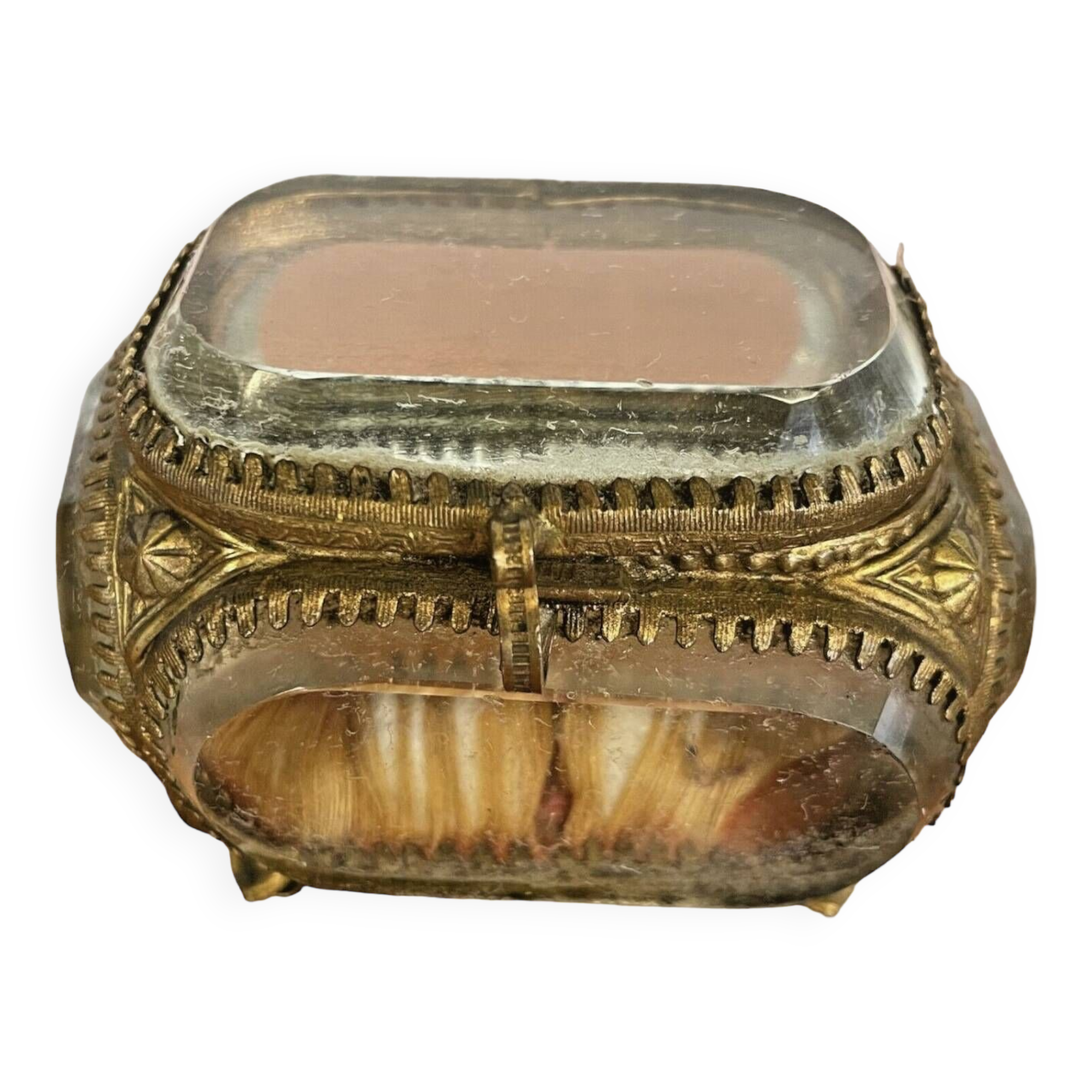 Napoleon III glass and brass jewelry box - 367012