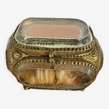 Napoleon III glass and brass jewelry box - 367012