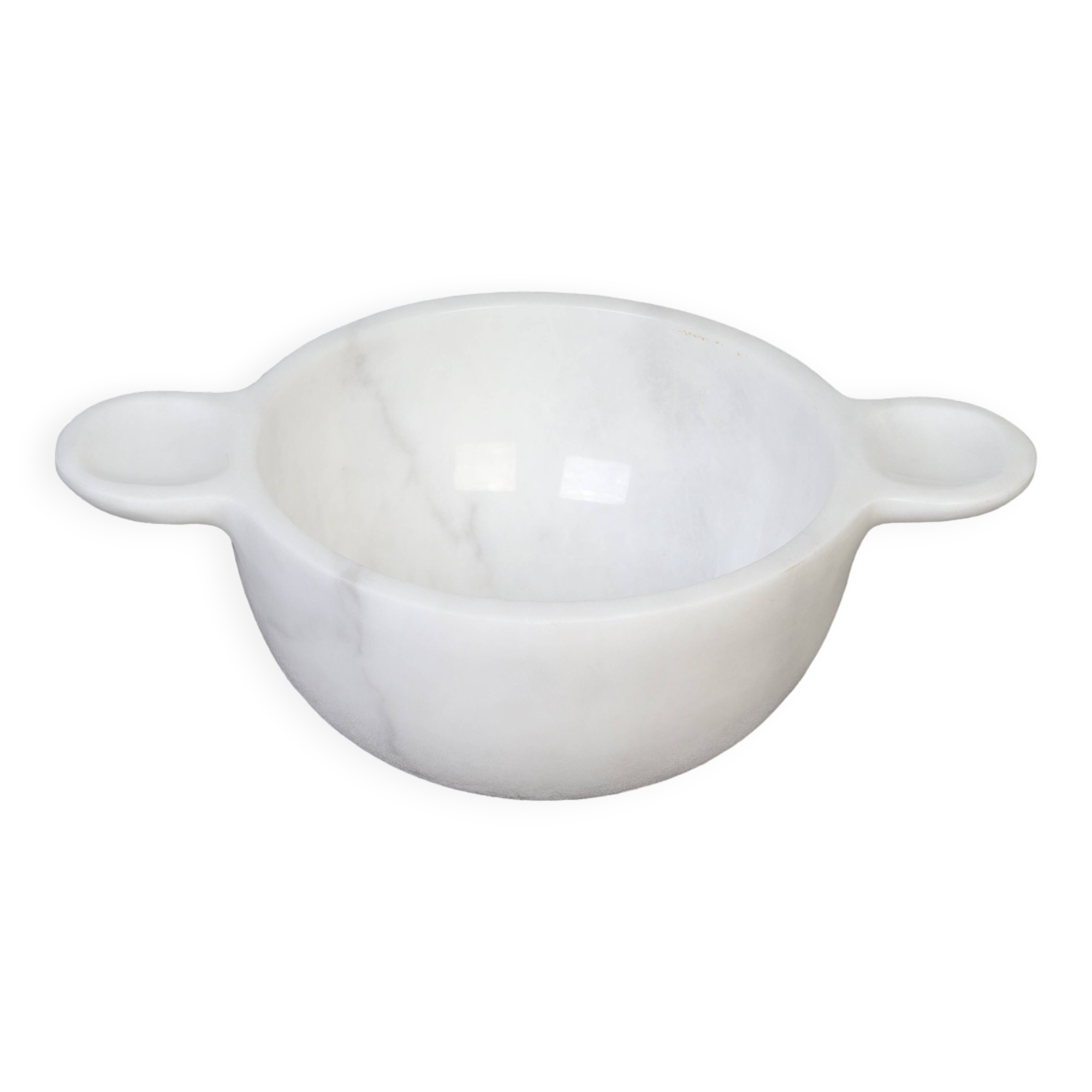 Gabriella – White Natural Marble Bowl with handles  | L 32cm W 20cm H 10cm
