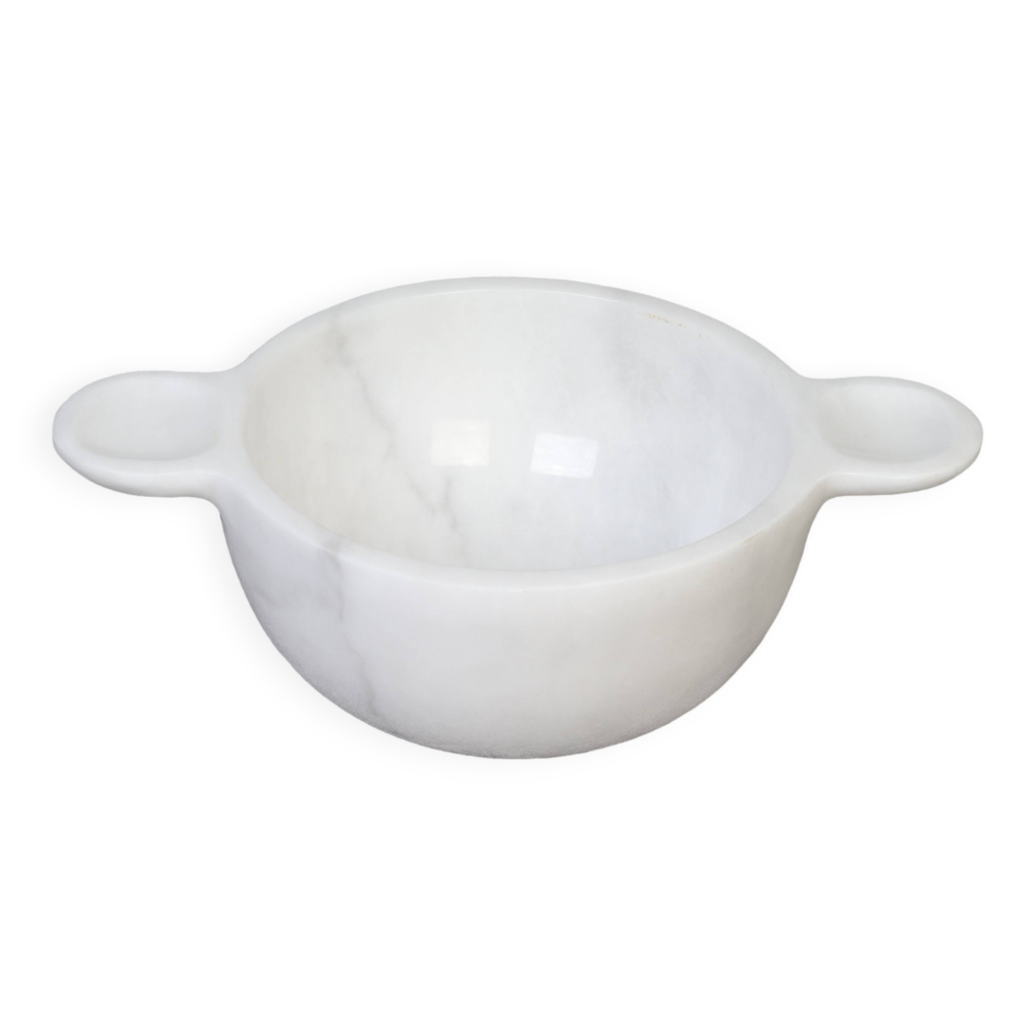 Gabriella – White Natural Marble Bowl with handles  | L 32cm W 20cm H 10cm
