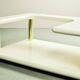 White High Gloss Free Form Italian Design Coffee Table w. Brass Accents 70s