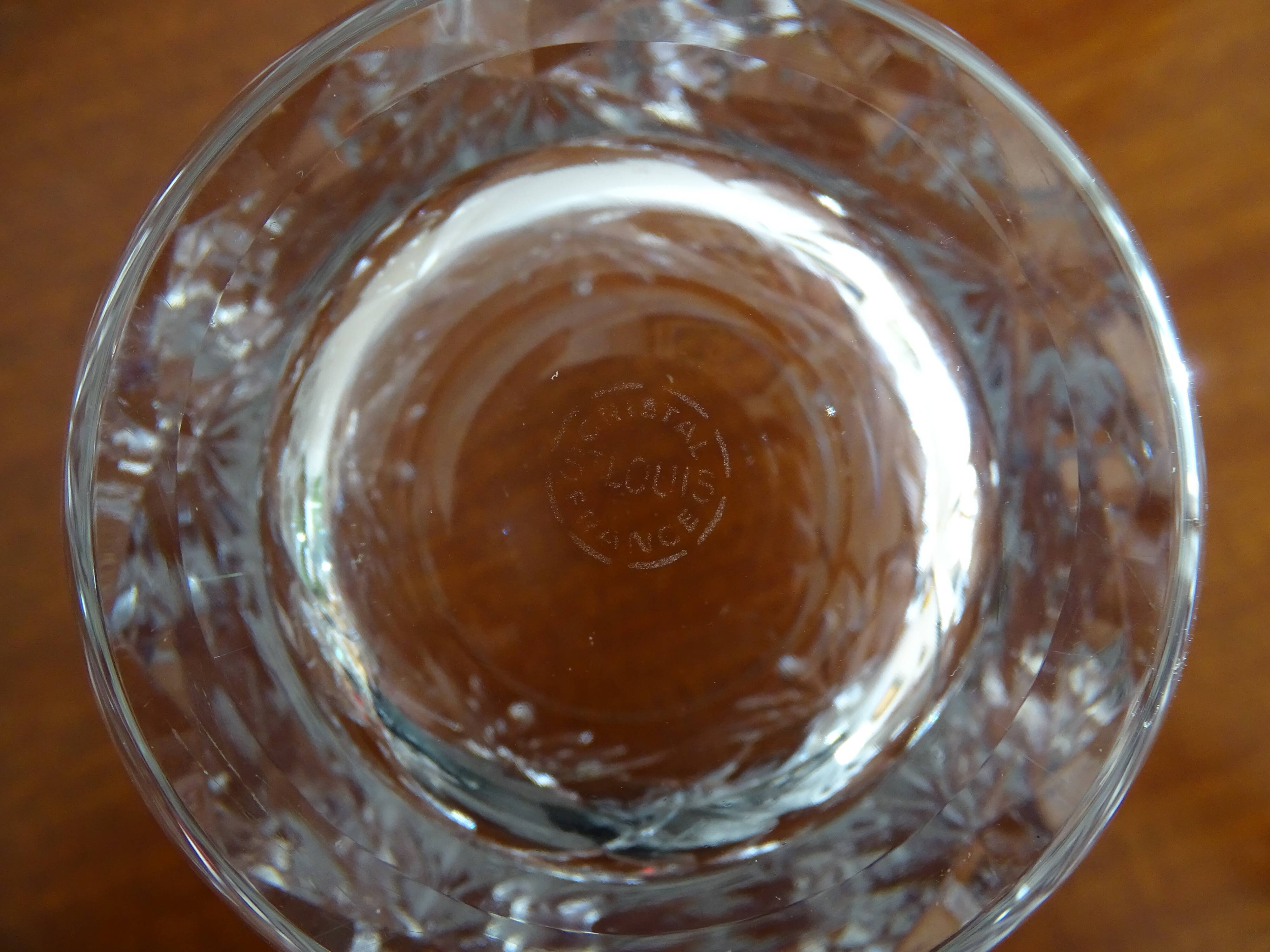 6 glass whisky crystal cut chantilly model signed, Cristal Saint Louis