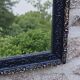 Vintage wooden and stucco mirror in patinated midnight blue with gold – baroque style – 51 ×