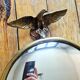 Vintage convex witch mirror with triumphant eagle.