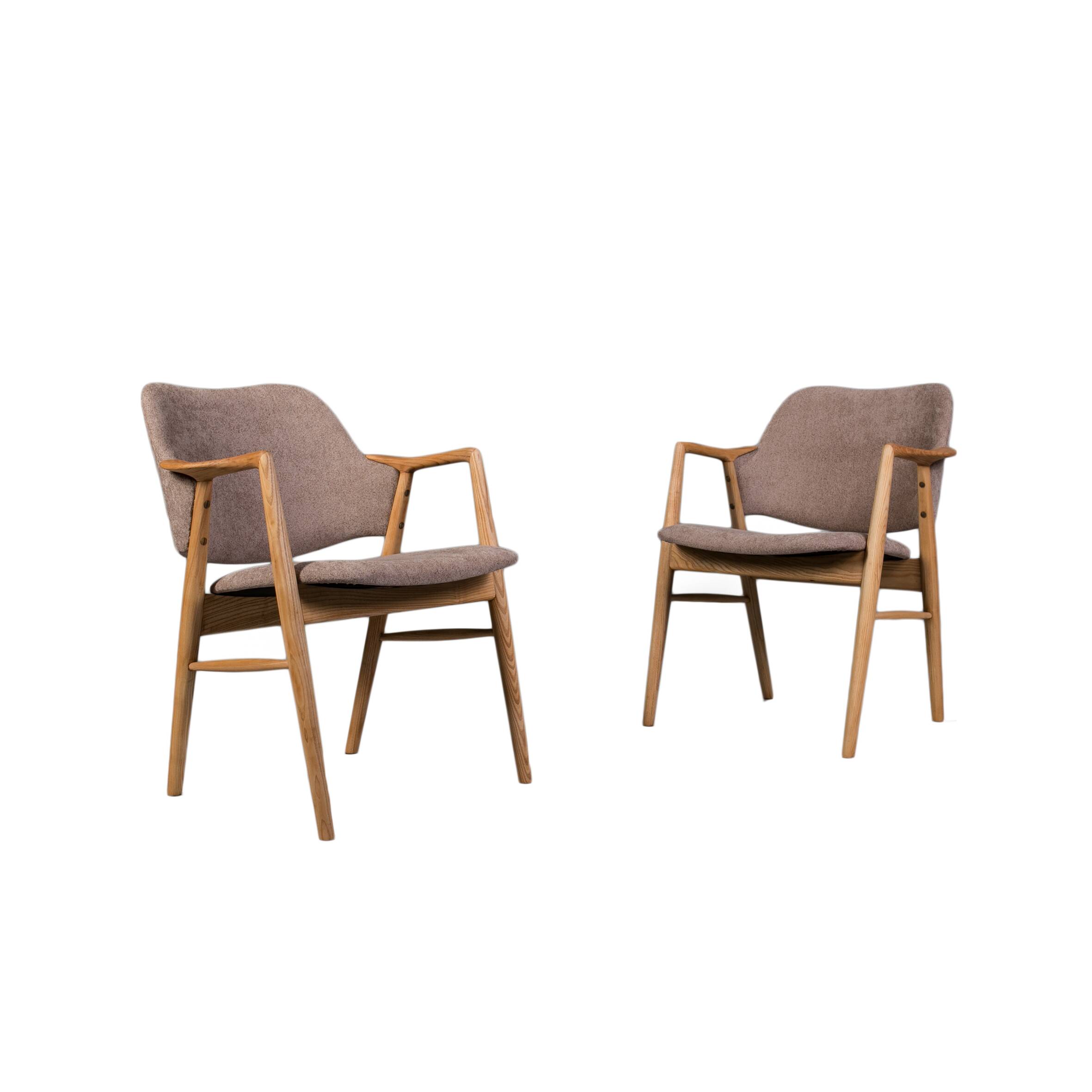 Designer Scandinavian Ash Wood Armchairs