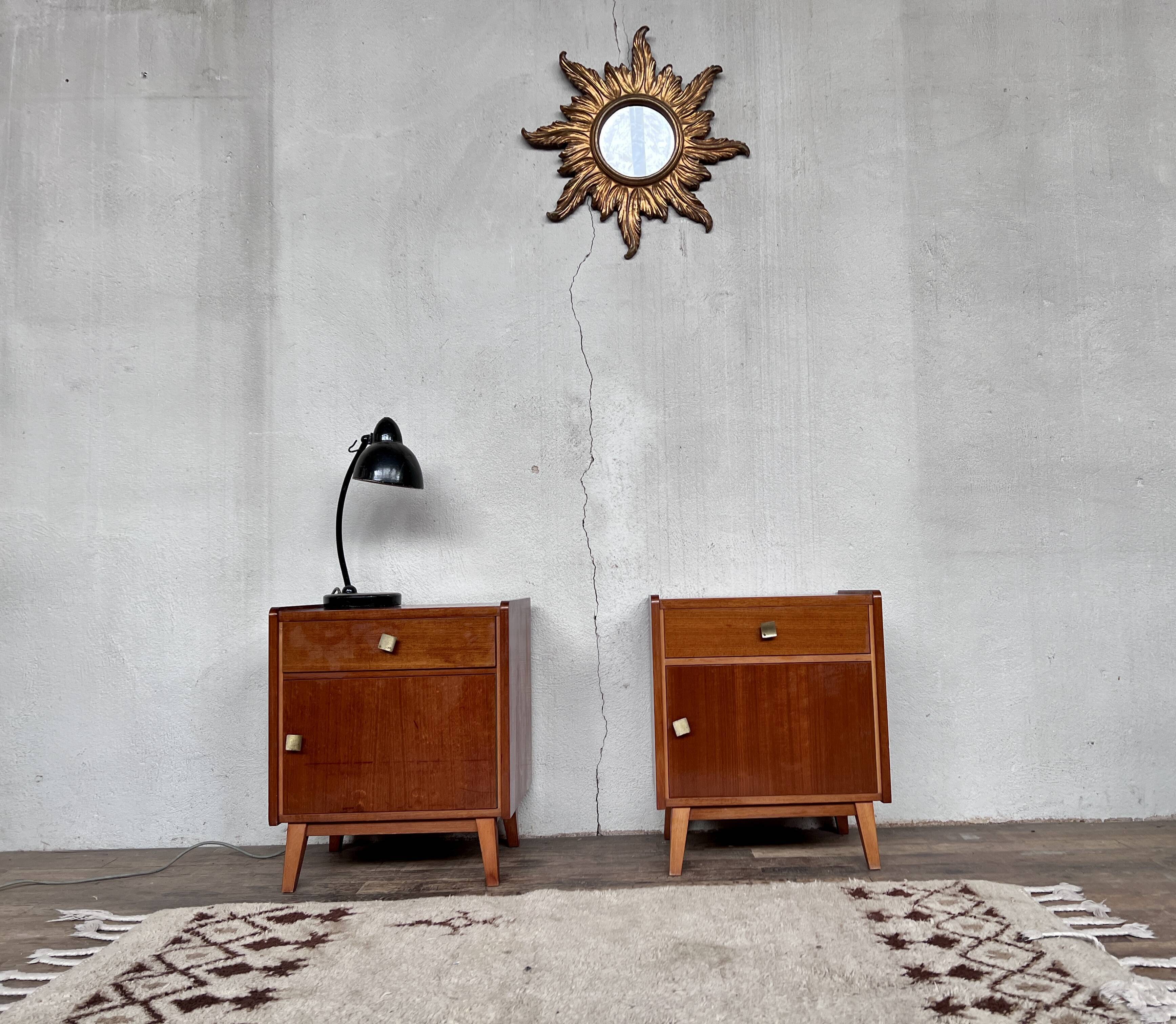 Paire de deux tables chevet 1950
