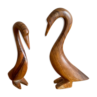 Pair of wooden birds