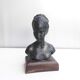 Woman bust in plaster antique bronze effect circa 1960