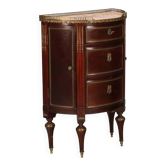 Meuble demi-lune ancien en acajou à 3 tiroirs, XIXe siècle