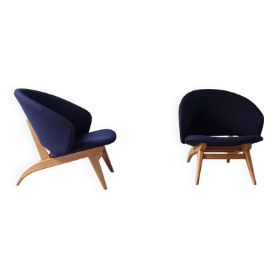 Ensemble de deux chaises longues ou cocktail du milieu du siècle par Theo Ruth pour Artifort