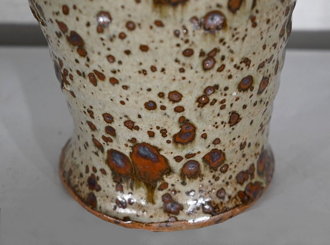 Enamelled stoneware pitcher, signed G. Tiffoche – XXth