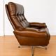 Vintage Danish mid-century brown leather swivel chair 1970s