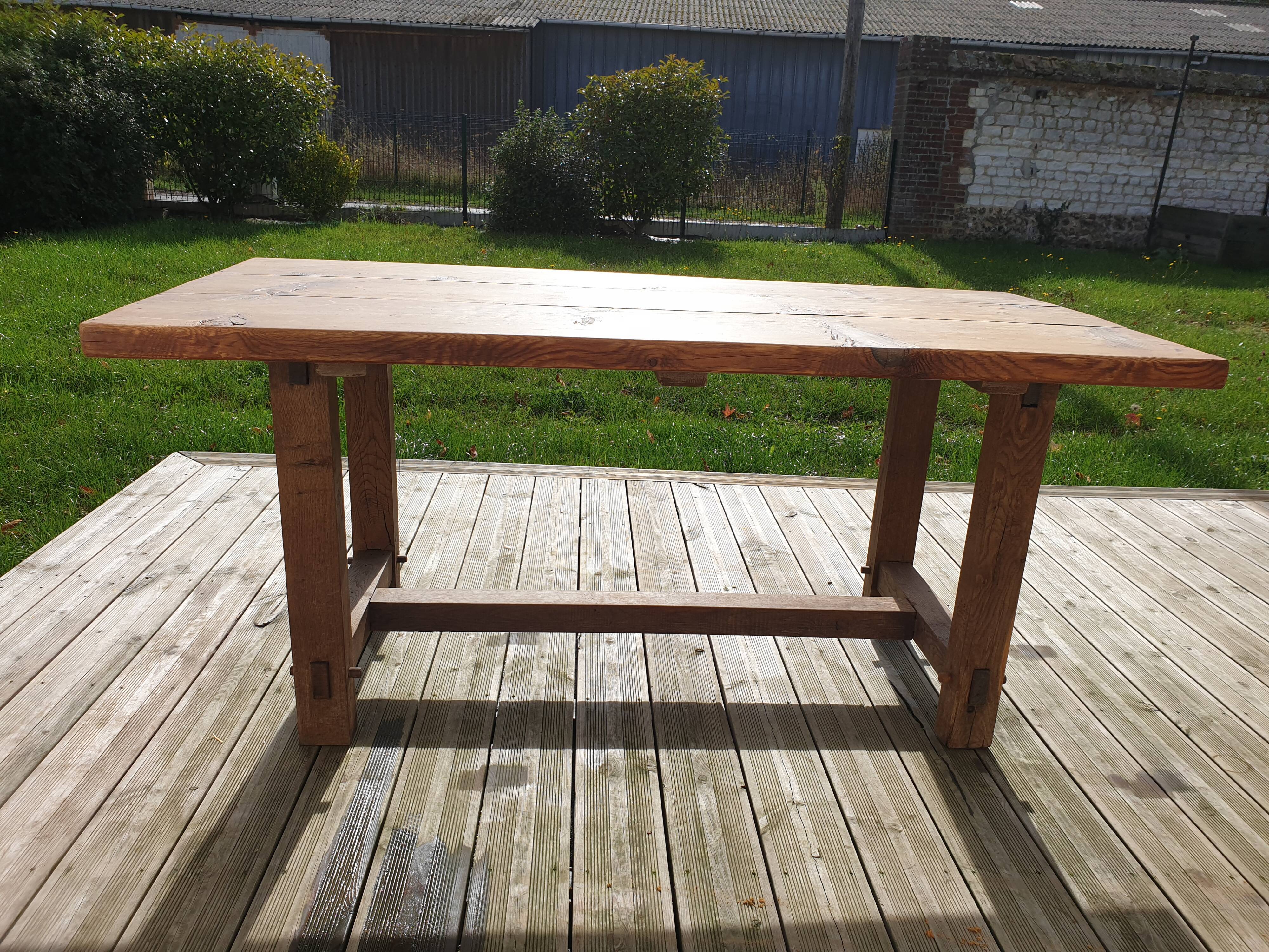 Farm table and its two benches