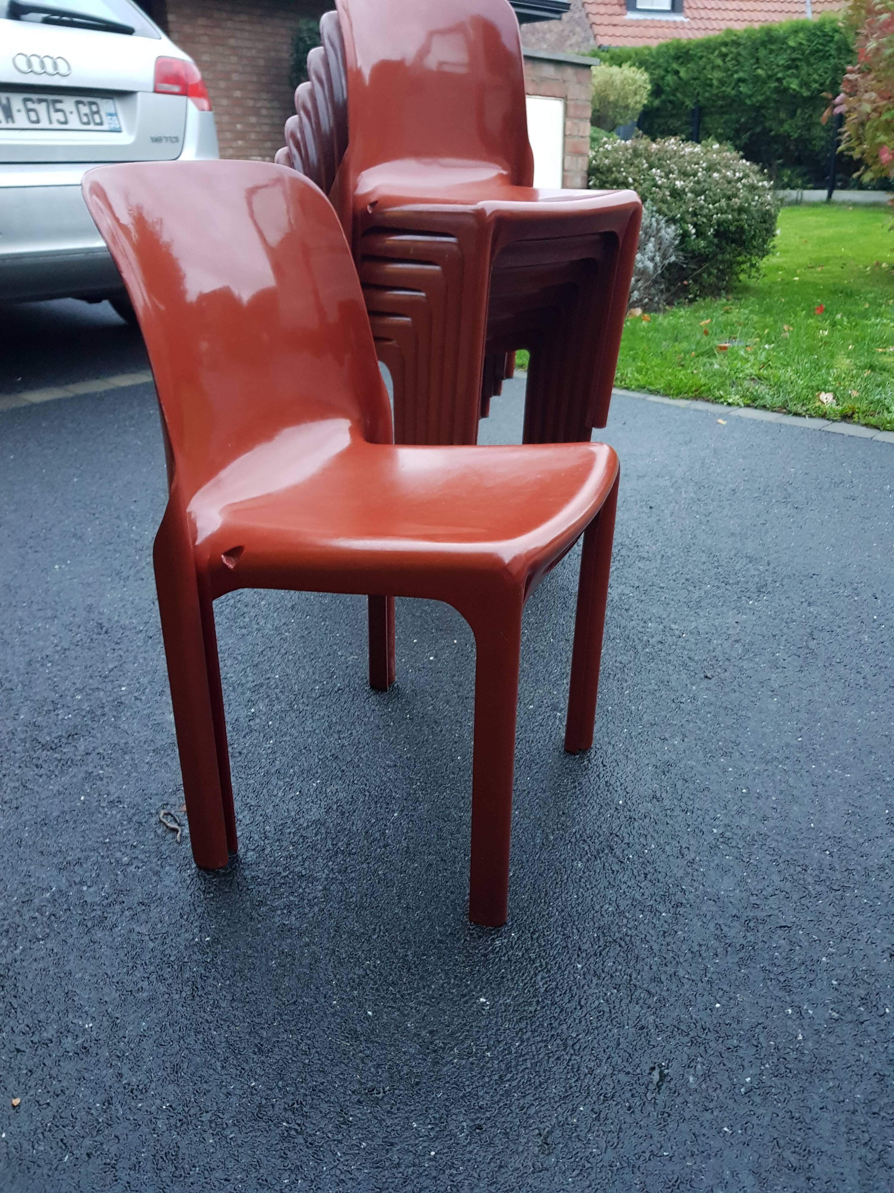 Set of 6 selene Vico magistretti chairs