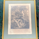 Old engraving, night, gallant scene - golden frame