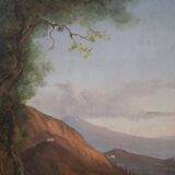 Panoramic view of Naples, oil painting on canvas, Italy 19th century