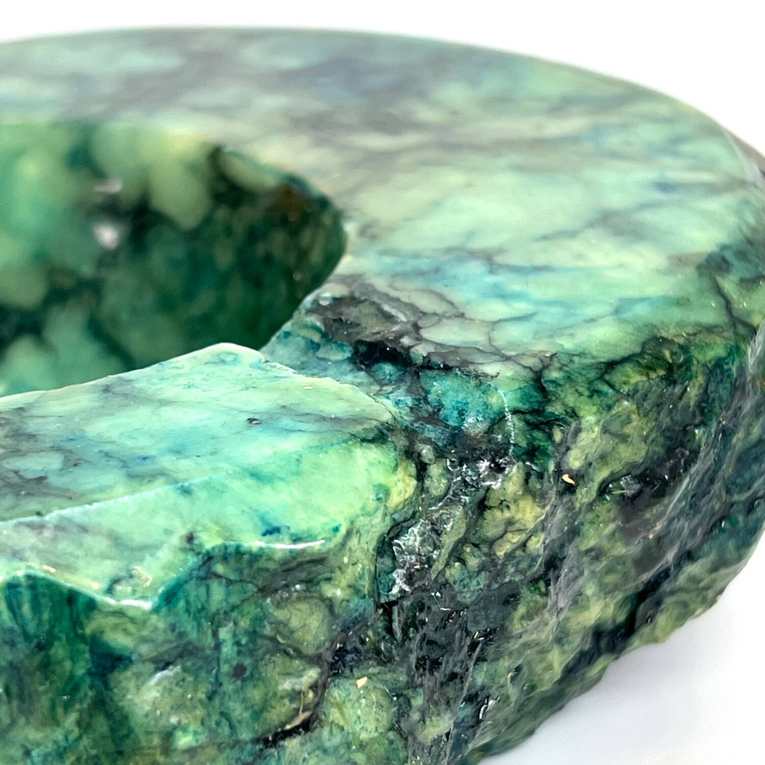 Cendrier vintage en albâtre turquoise, années 70