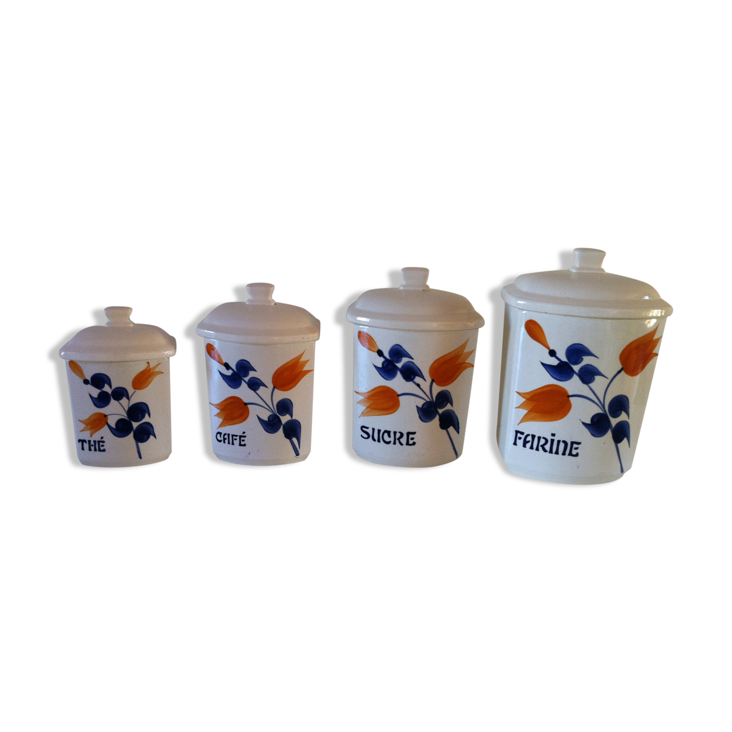 Set of old Givors ceramic spice pots