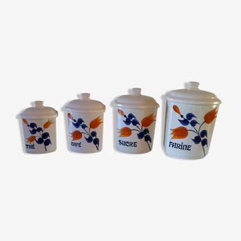 Set of old Givors ceramic spice pots