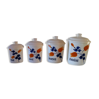Set of old Givors ceramic spice pots