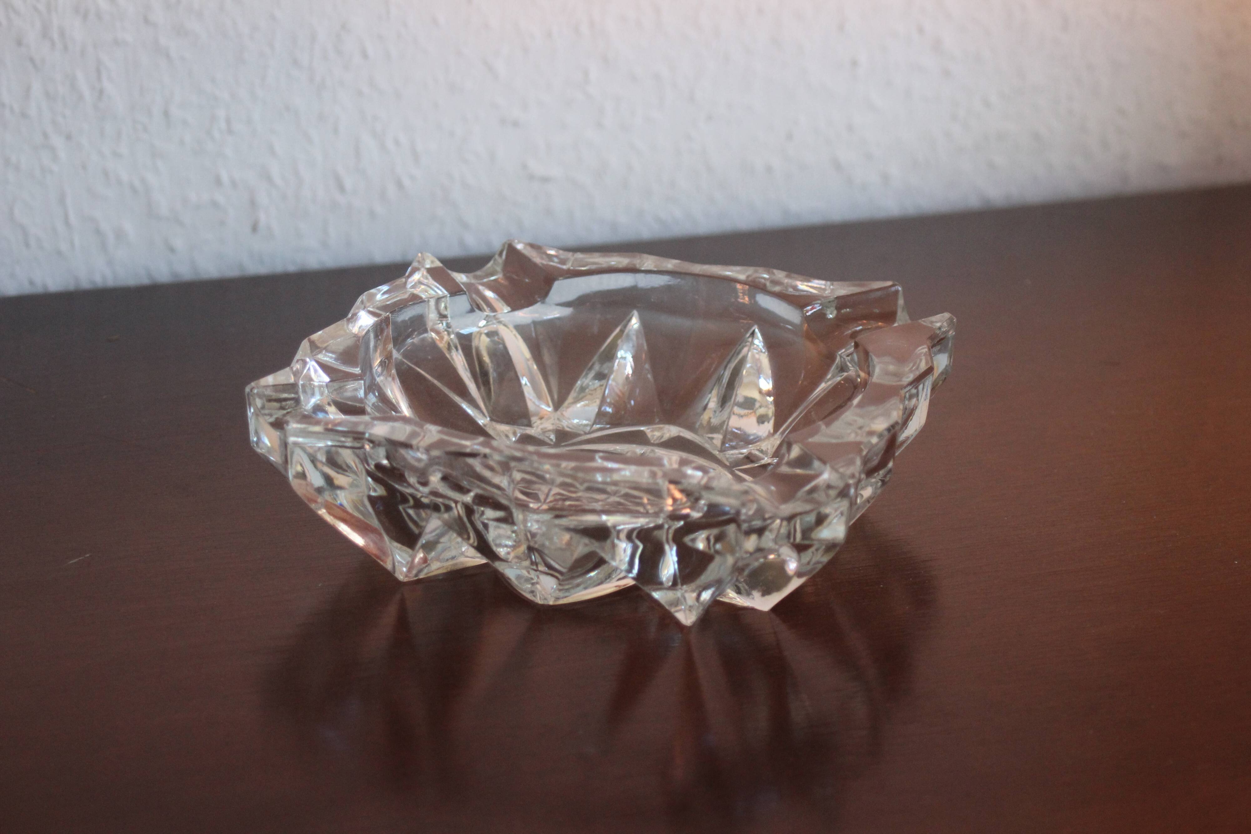 Lead crystal glass ashtray